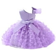 thumbnail image 3 of IBTOM CASTLE Toddler Baby Girl Butterfly Tutu Dress Bowknot Princess Flower Girl Wedding Pageant Birthday Party Dresses 12-18 Months Purple, 3 of 9
