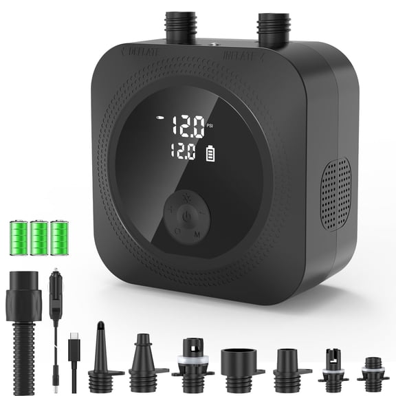 WARMTUYO 22PSI Electric SUP Air Pump 12V DC Smart Inflation/Deflation for Paddleboards, Kayaks, Air Mattresses, Kitesurfing,Tents