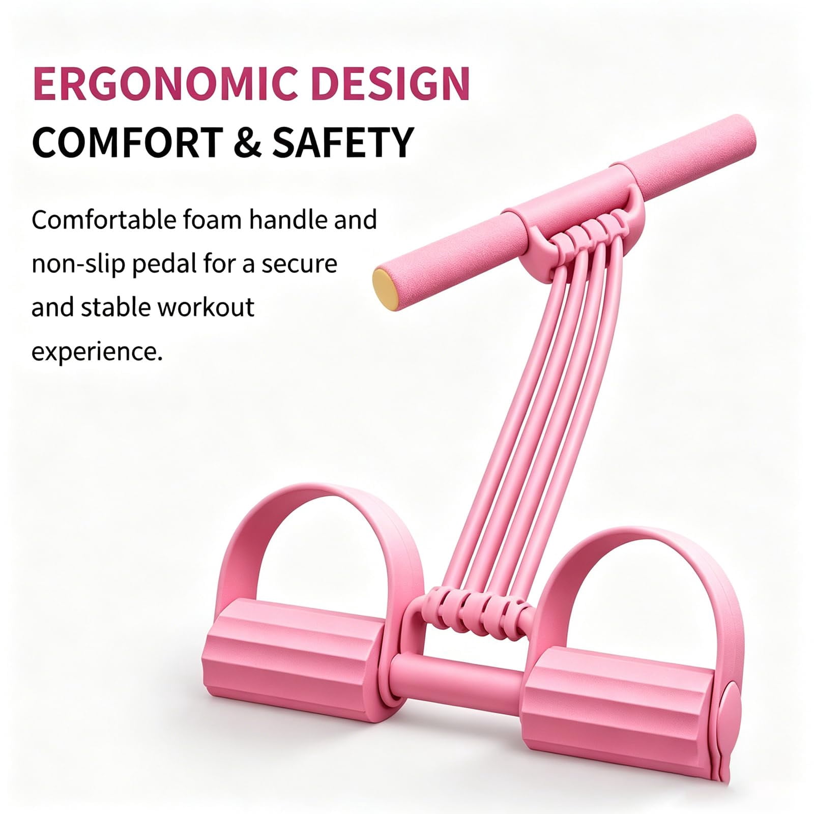 8 Tube Pedal Resistance Band with Handle – 3-in-1 Latex Foot Pedal Trainer for Back Stretch, Chest Expand, Home & Travel Gym