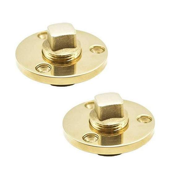 MARINE CITY Golden Brass Drain Plug, Polished, Durable, Rust-Resistant, Fits 1 Inch Diameter Hole, 1/2-Inch NPT, Corrosion-Proof for Boats, Yachts, Kayaks & More Pack of 2