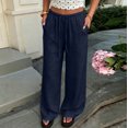 thumbnail image 7 of Dresfit Palazzo Sweatpants for Women Drawstring Baggy Pants Summer 2026 Long Beach Trousers Flowy Cooling Soild Pant with Pockets 2XL, 7 of 7