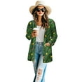 thumbnail image 2 of SCRAWLGOD Christmas Tree Women's Open Front Cardigan Sweaters for Women with Pockets Size L Long Sleeve Womens Cardigan Jacket Coats Washable Long Cardigans for Women Trendy, 2 of 7