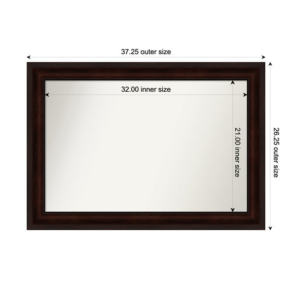 Amanti Art Custom Framed Wall and Bathroom Mirror (26.25 x 37.25 in.), Coffee Bean Brown Frame