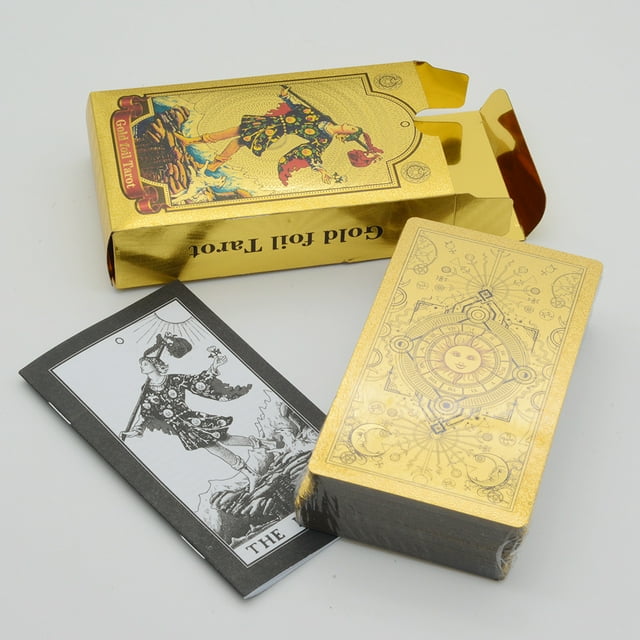 tarot en Feuille d'Or Jeu de table Jouets PVC Imperméable et Résistant à l'Usure Spécial Nouveau