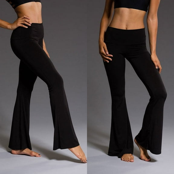 Musuos Women Stretch Bell Pants Gym Yoga Fitness Slim Black Flared Trousers
