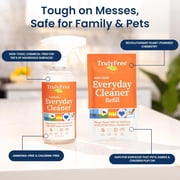 Truly Free Everyday Cleaner - Multipurpose Cleaner Spray, Kitchen Counter Cleaner, Natural Cleaning Products, Multi-Surface Household Solution, 1 Empty Bottle Spray (16oz) & 2 Refills (3oz each)