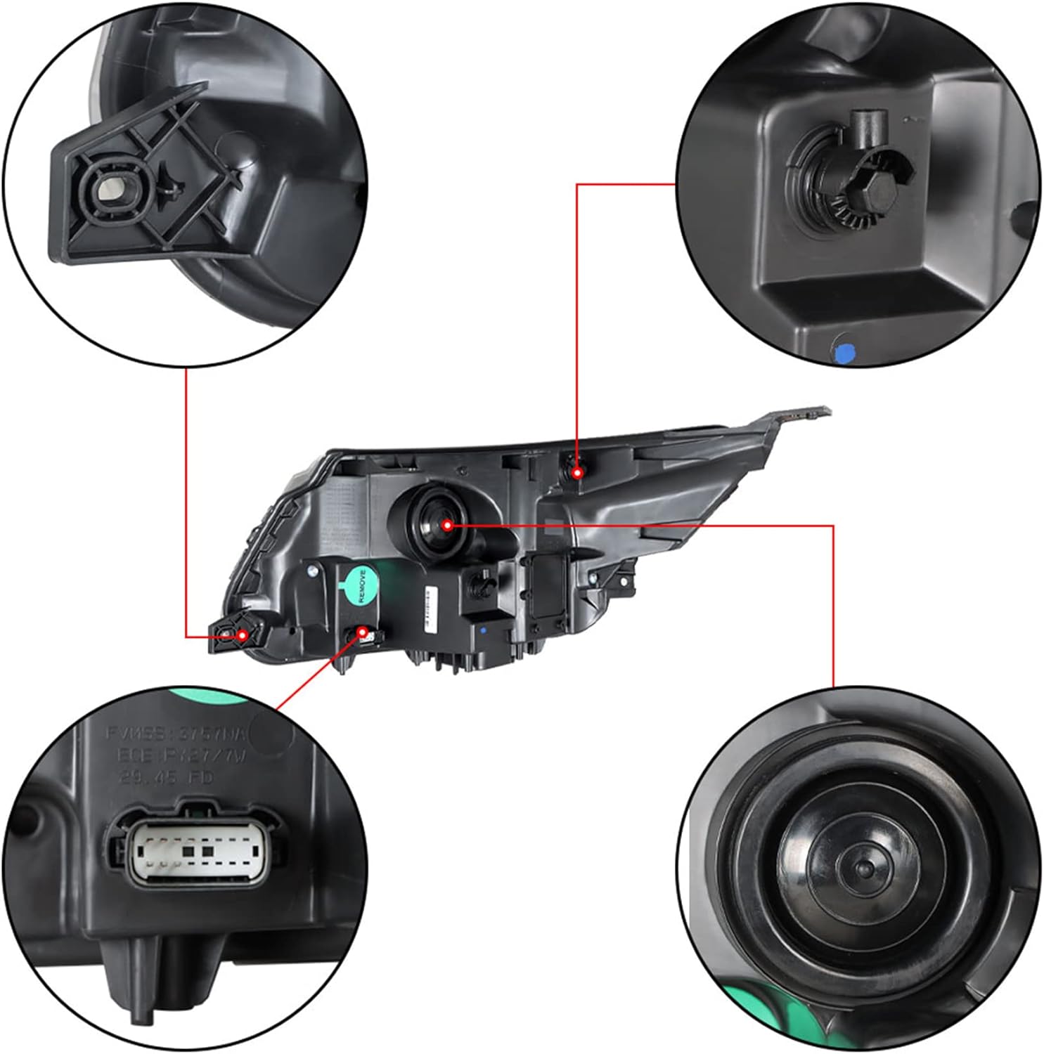 Genrics Right Headlight For 2016-18 Ford Explorer Halogen w/ LED DRL Chrome Housing
