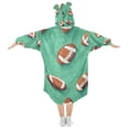thumbnail image 2 of FORMRS Wearable Blanket Hoodie with Sleeves for Kids Cozy Flannel Sweatshirt, Green American Footballs, 2 of 7