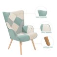 thumbnail image 4 of Aukfa Accent Chair with Ottoman, Modern Wing Back Chair for Living Room, Bedroom, Wooden Legs, Blue, 4 of 10