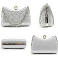 thumbnail image 5 of Women's Rhinestone Sparkle Clutch Shoulder Crossbody Bag with Detachable Chain Strap, Silver, 5 of 12