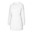 thumbnail image 5 of Women's Waist Ruched Hoodie Dress Long Sleeve Pullover Hooded Sweatshirt with Pocket Lightweight Sweatshirt Dress, 5 of 6