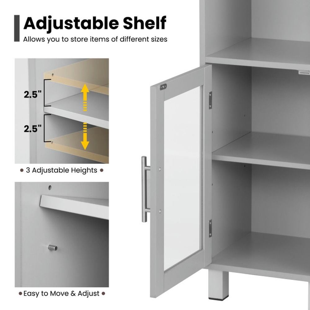 Finihen Bathroom Storage Cabinet, Bathroom Floor Cabinet, 71 Inch Tall Tower Bathroom Storage Cabinet and Organizer Display Shelves, for Bedroom, Gray Finihen Bathroom Storage Cabinet, Bathroom Floor Cabinet, 71 Inch Tall Tower Bathroom Storage Cabinet and Organizer Display Shelves, for Bedroom, Gray