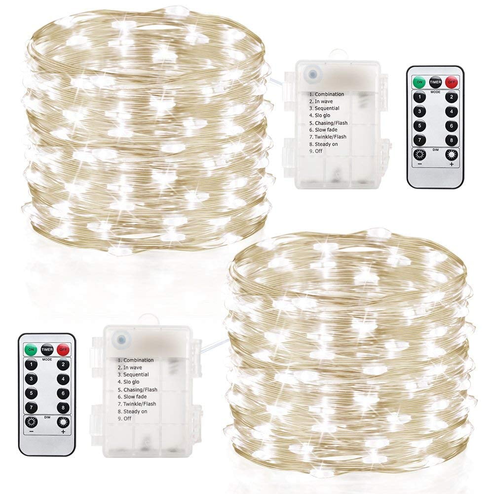 16ft 50LED Copper Battery Powered Color Changing String Lights & Remote Control 