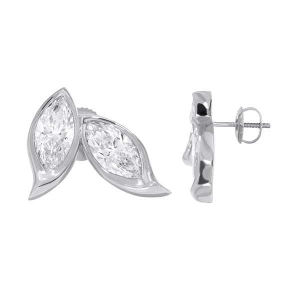 KEEVA JEWELS 4.00 Carat Marquise Shape Moissanite Stylist Push Back Earring for Women Made in 18K White Gold Plated Silver