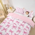 thumbnail image 2 of spefrowx Gingham Bow Bedding for Girls, Pink Watercolor Ribbon Duvet Cover Full, Pink Reversible, 3pcs, 1 Duvet Cover and 2 Pillowcases, 2 of 6