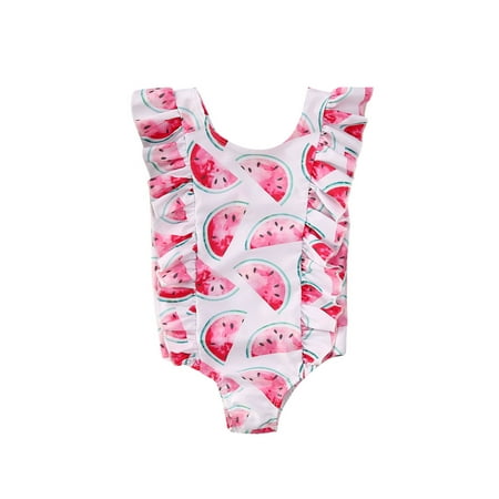 

Jkerther Kid Baby Girl Ruffle Swimwear Swimsuit Bathing Beach One-Piece Bikini