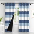 thumbnail image 2 of Lfeey Navy Blue White Curtains for Boys Bedroom, Room Darkening Grommet Drapes Living Room, 42x72 inch, 2 Panels, 2 of 6