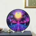 thumbnail image 4 of Yayeee Wall Clock Battery Operated 9.5" Silent Non-Ticking for Living Room, Purple Neon Road, 4 of 8