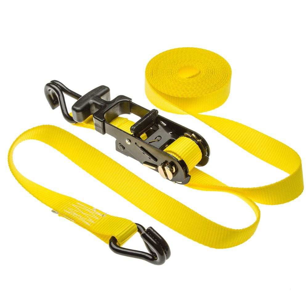1-1/4in x 15' Ratchet Straps with J-Hooks - 4 Pack