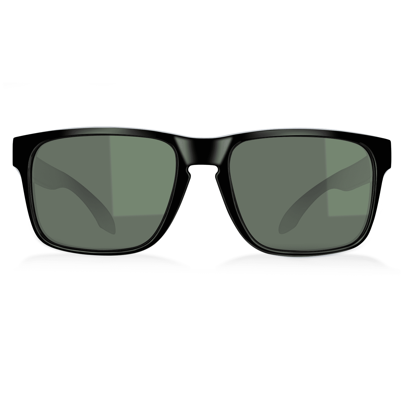 B.N.U.S Polarized Sunglasses for Men Women Corning Real Glass Lens With Spring Hinges Shiny Black Grey Lenses Italy-made