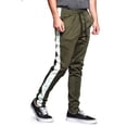 thumbnail image 5 of G-Style USA Men's Hip Hop Slim Fit Track Pants - Athletic Jogger Side Striped - Olive/Off-White - 2X-Large, 5 of 5