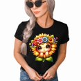thumbnail image 2 of Autumn Sunflower T Shirt Cute Flower Graphic Loose Tees Crew Neck Short Sleeve Casual Tops (Black-Large), 2 of 5
