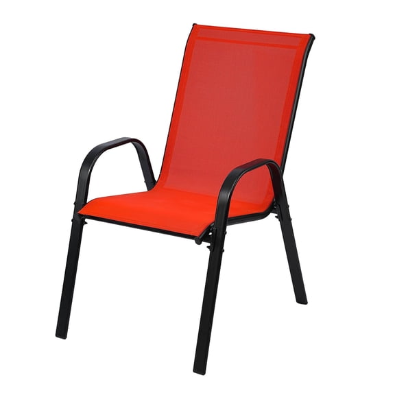 Stackable Outdoor Patio Dining Chairs with Backrest/Armrests for Lawn Garden Balcony Deck Camping-Set of 1 (red)