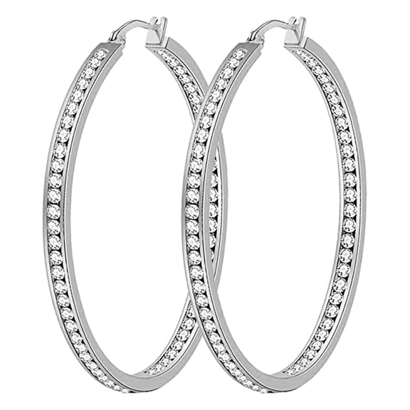 DESIGNICE Large Hoop Earrings for Sensitive Ears,50Mm Stainless Steel Big Hoop Earrings with Zirconia,Hypoallergenic Fashion Jewelry Gift for Women Mother Grandma