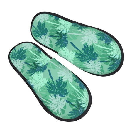 

House Slippers for Women Men - Coconut trees Camouflage Soft House Shoes Fuzzy Slippers Lightweight Slip-On Cozy House Slippers for Woman Indoor Outdoor