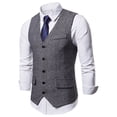 thumbnail image 5 of Holloyiver Jackets for Men Men's Herringbone Tweed Suit Vest Casual Wool Blend Wedding Waistcoat Business Suit Vest Slim Fit Dress Vest Gray, 5 of 6