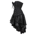 thumbnail image 3 of Lovskoo Women's Plus Size Two Piece Renaissance Corset With Dress Lace Up Boned Overbust Steampunk Corset Bustier Lingerie Hourglass Bodyshaper Top Halloween Costume Gothic Shapewear Black, 3 of 6