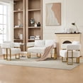 thumbnail image 3 of TS Modern decorative chair, living room side chair with gold metal legs, no wheels, suitable for dressing area, reception room, office,Teddy fleece upholstered metal foot sofas White (combo set), 3 of 5
