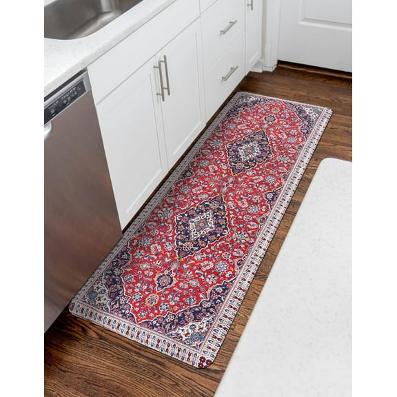 Unique Loom Comfort Mat Collection - Mashad (2' x 5' Rectangle Red/Ivory)