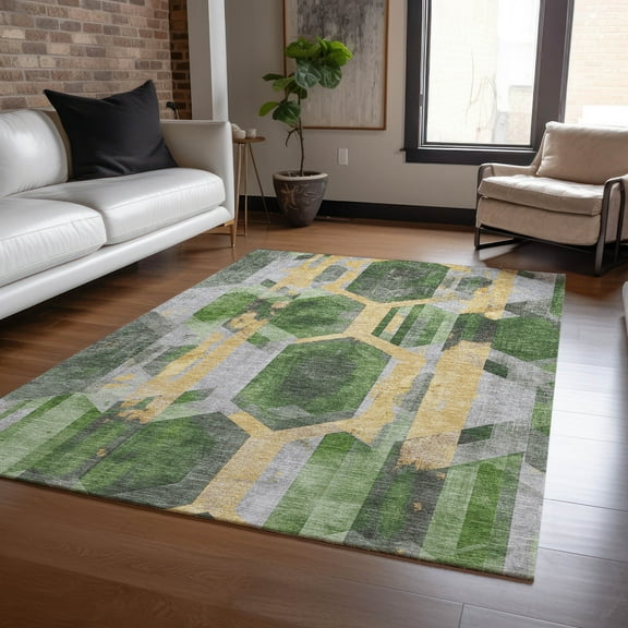 Addison Rugs Chantille Indoor/Outdoor Transitional Geometric Green Washable Rectangle Rug, 10' x 14'