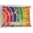 thumbnail image 1 of Vintage Rainbow Pillow Sham Curvy Lines in Different Colors and Torn Grunge Look Old Festival Event, Decorative Standard Size Printed Pillowcase, 26 X 20 Inches, Multicolor, by Ambesonne, 1 of 2