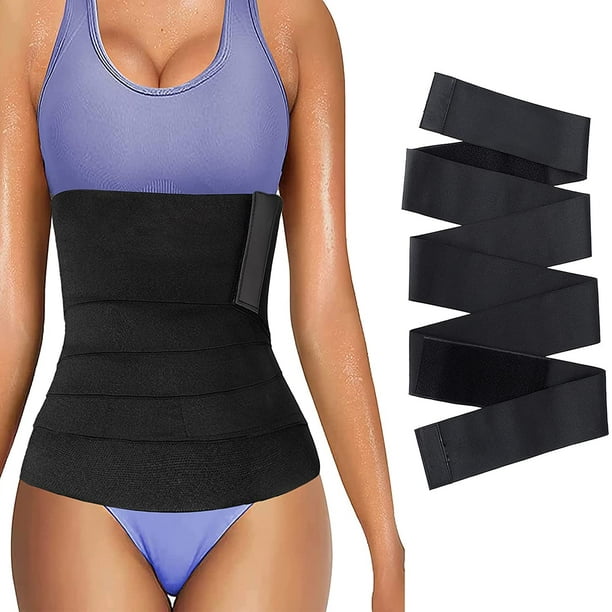 TORUBIA 10ft Invisible Wrap Waist Trainer for Women Plus Size Tummy Control  Belt Long Slimming Band Underwear Body Shaper Black 