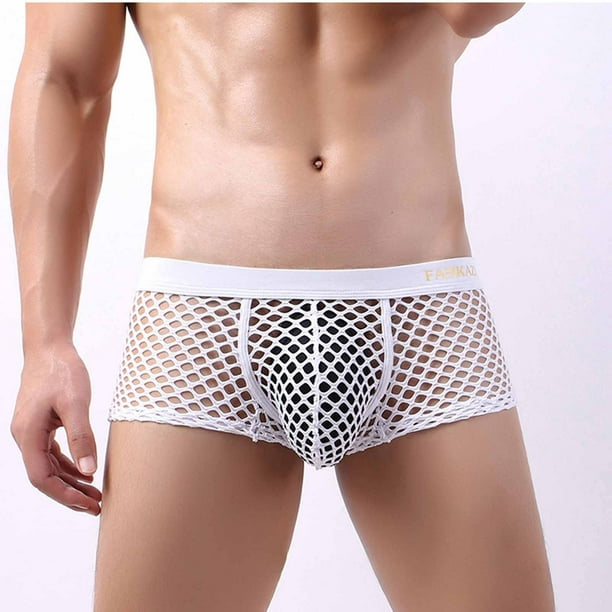 Kiplyki Wholesale Men's Low-rise Nightwear Sexy Underwear Man Transparent  Mesh Boxers Briefs Short