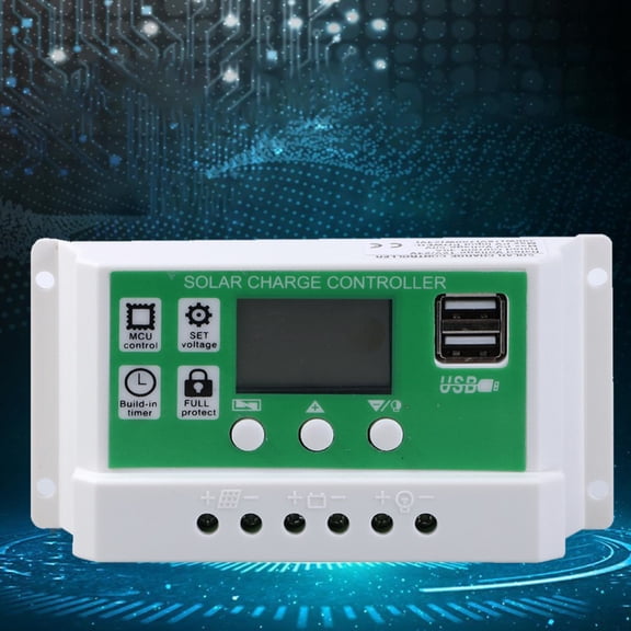 GONCON 100A Solar Charge Controller 12V 24V PWM Solar Panel Battery Intelligent Regulator with Dual USB Ports Adjustable LCD Display Timer Setting for Lead-Acid Lithium Batteries