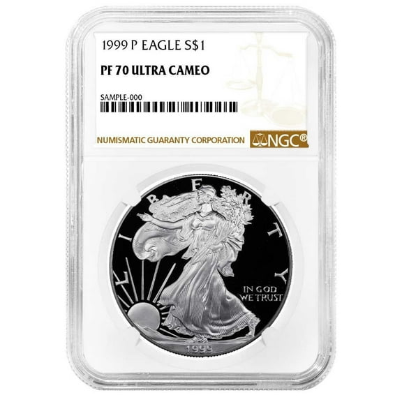 1999-P Proof $1 American Silver Eagle NGC PF70UC Brown Label