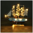 thumbnail image 2 of Clearance Under $10 Wooden Sailboat Model Home Desktop Decoration Ornaments With Lights Blue, 2 of 5