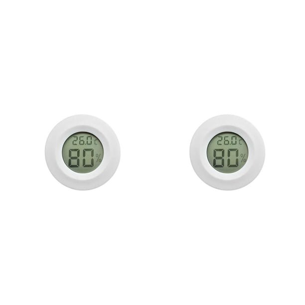 Injueey Termómetro electrónico integrado Pantalla LCD Medidor de temperatura Detector Botón Indicador de Herramienta de plástico Hogar Blanco 2Conjunto