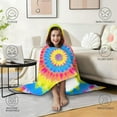 thumbnail image 4 of Wearable Blanket,Colorful Tie Dye Mandala Pattern Hooded Wearable Flannel Blanket for Adults & Teens,Winter Poncho Shawl Wrap Cape Cozy Anti-Pill,60"x80", 4 of 5