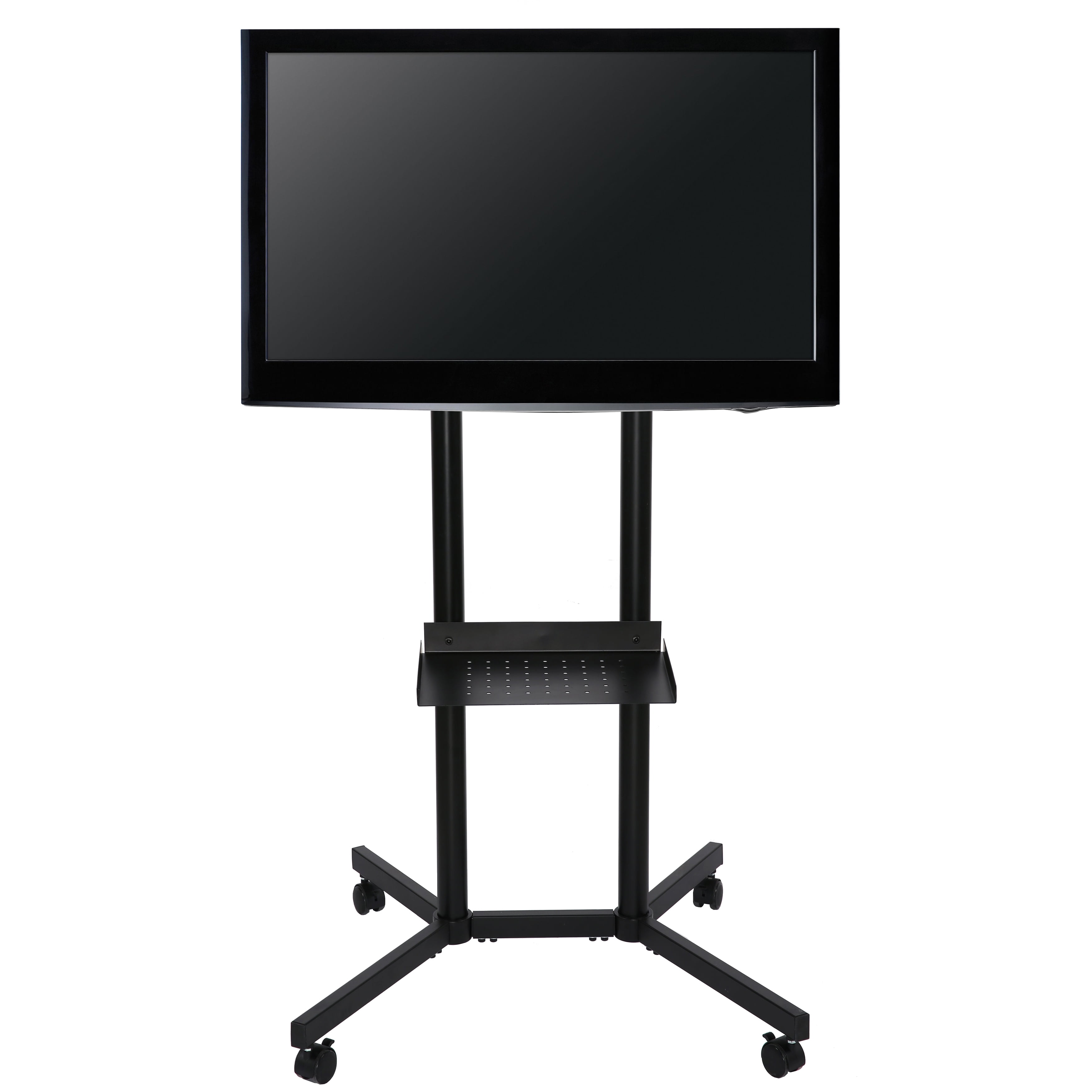 M&T Displays TV Cart Floor Standing Black Slim Rolling Television Stand
