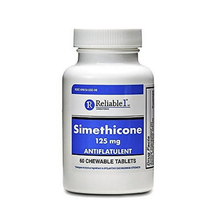Reliable 1 Simethicone 125 mg Anti-Gas 60 Peppermint Tablets Each