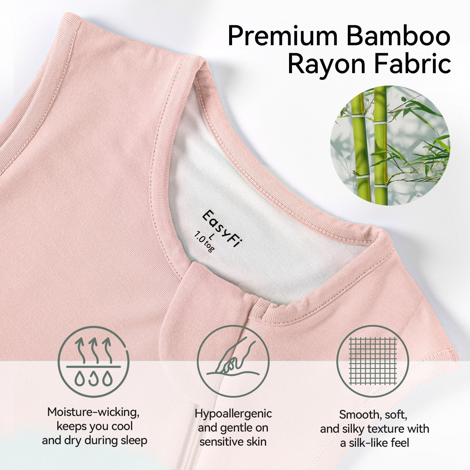 Easyfi Toddle Sleep Sack with Legs 36-48M (3T-4T) Ultra Soft Bamboo Wearable Blanket with Feets, 2-Way Zipper