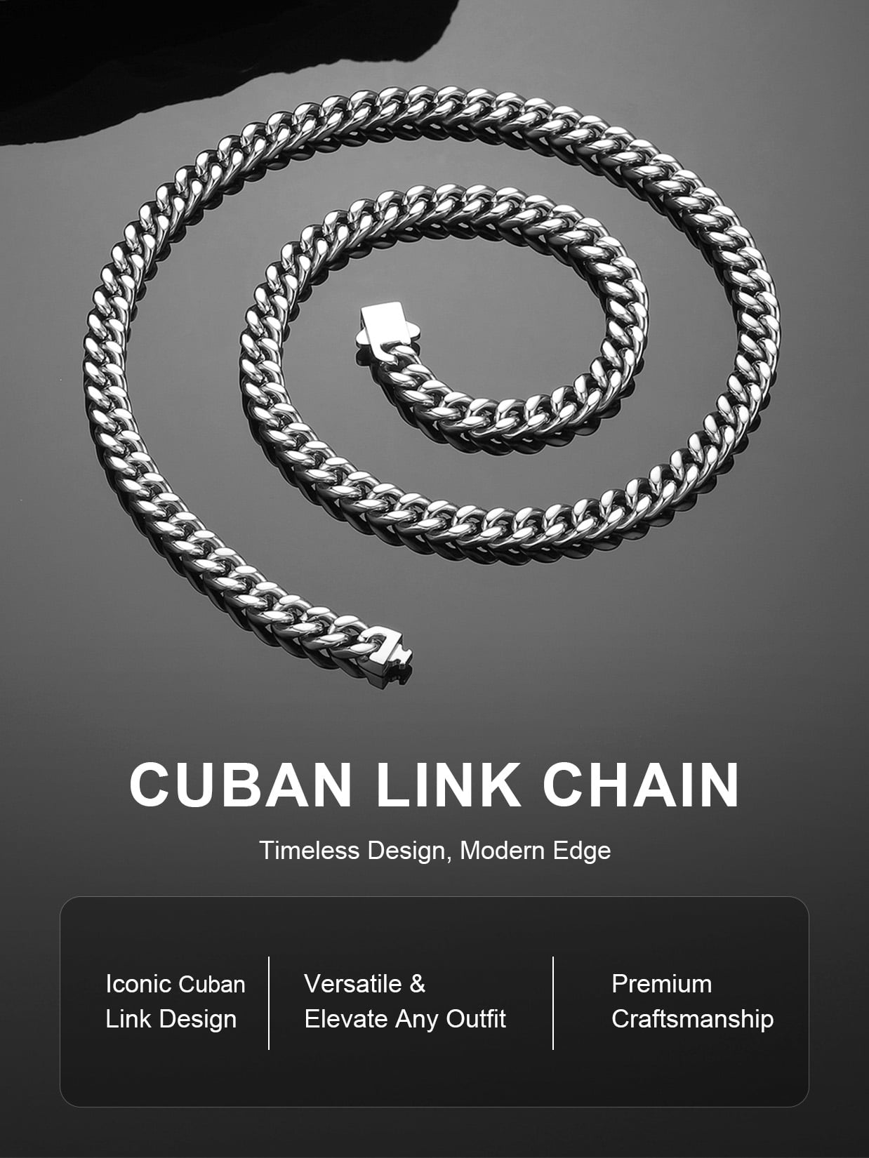 ChainsProMax Men Chain 30inch Cuban Chain Stainless Steel Chain Mens Stainless Steel Mens Necklace