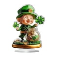 thumbnail image 3 of 1 PC St Patricks Day Decoration 2D Acrylic Shamrocks House Elf Gold Coin St Patricks Day Decor Irish Blessing Acrylic Shamrock Centerpiece Luck Shamrocks Decoration for Home Office Shelf Decor, 3 of 9