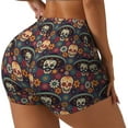 thumbnail image 2 of Kdxio Skulls and Flowers Print Workout Shorts for Women Seamless Soft Smooth Gym Yoga Scrunch Active Shorts, 2 of 9