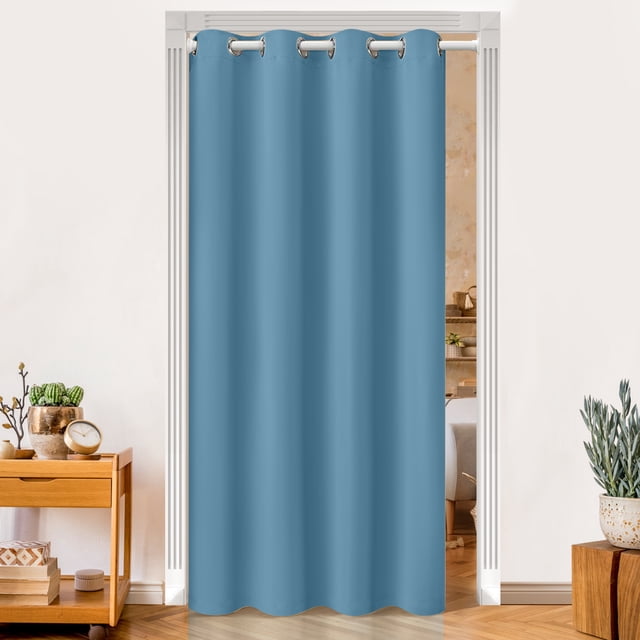 Lapalife Blackout Door Curtains for Doorways and Closets, Privacy Curtain Room Divider Thermal Insulated Door Curtain, 1 Panel, 52" x 96", Blue