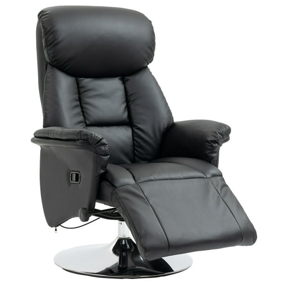 HOMCOM Manual Recliner Chair for Adults, Adjustable Swivel Recliner with Footrest, Black